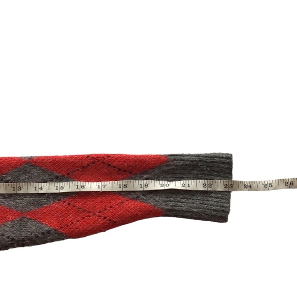 Zara Argyle Turtleneck Ruffle Mohair Blend Red Grey Black Sweater, size S - Picture 15 of 15